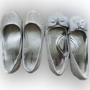 NWOT 2 pairs of silver girls shoes